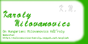 karoly milovanovics business card